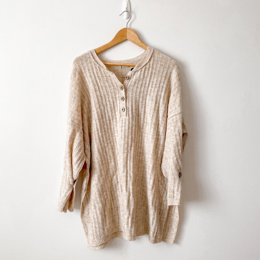 Free People Cream Ribbed Track Pants - Picture 8 of 15